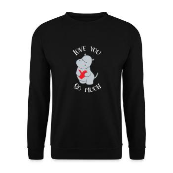 Hippopotame - Hippopotame - Hippopotame - Je t'aime - Sweat-shirt Unisexe - noir - Devant - Alina (178cm) & Michal (187cm)