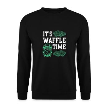 Waffle Time saying gift idea waffle - Unisex Sweatshirt - black - Front - Alina (178cm) & Michal (187cm)