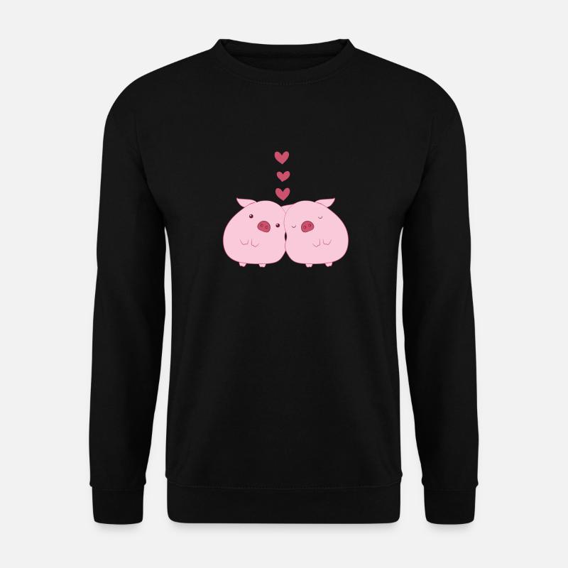 Schwein - Schweinchen - Valentinstag - Paar - Herz - Unisex Pullover - Schwarz