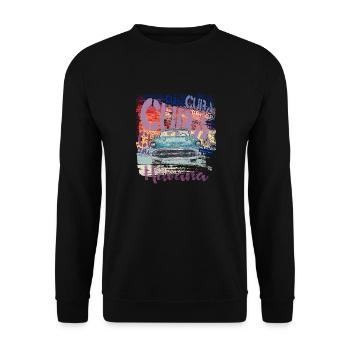 T-shirt de voitures anciennes Cuba La Havane - Sweat-shirt Unisexe - noir - Devant - Alina (178cm) & Michal (187cm)