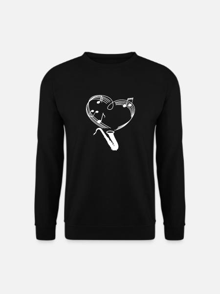 Saxophon - Saxophonist - Musik - Musiker - Herz - Unisex Pullover - Schwarz