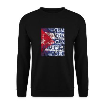 Cuba Flag distressed T-Shirt - Unisex Pullover - Schwarz - Vorne - Alina (178cm) & Michal (187cm)