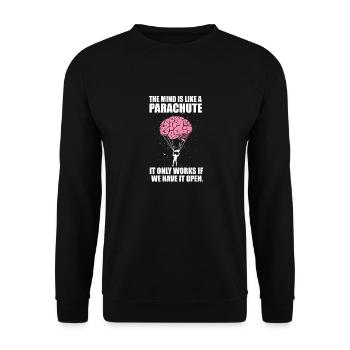 Funny The Mind is like a parachute gift - Unisex Sweatshirt - black - Front - Alina (178cm) & Michal (187cm)