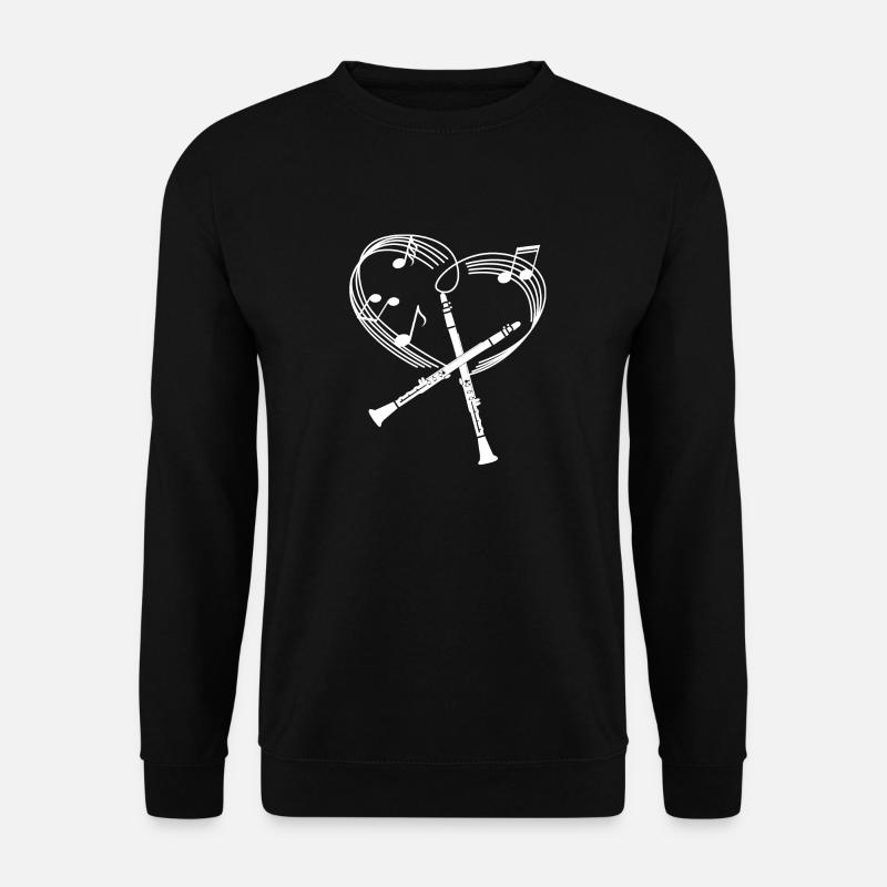 Klarinette - Klarinettist - Klarinettistin - Herz - Unisex Pullover - Schwarz