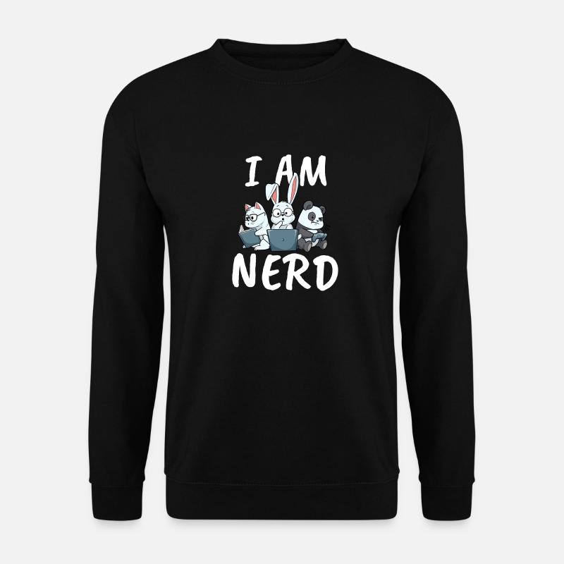 Nerd Lesen Videospiel Internet Hase Katze Panda - Unisex Pullover - Schwarz