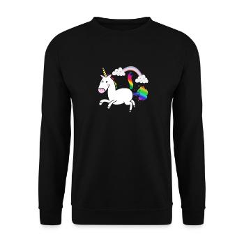 Einhorn Pups Regenbogen Unicorn Poo Rainbow Wolke - Unisex Pullover - Schwarz - Vorne - Alina (178cm) & Michal (187cm)