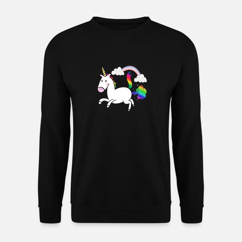 Einhorn Pups Regenbogen Unicorn Poo Rainbow Wolke - Unisex Pullover - Schwarz