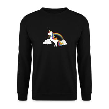 Einhorn Regenbogen Unicorn Rainbow Wolke Cloud - Unisex Pullover - Schwarz - Vorne - Alina (178cm) & Michal (187cm)