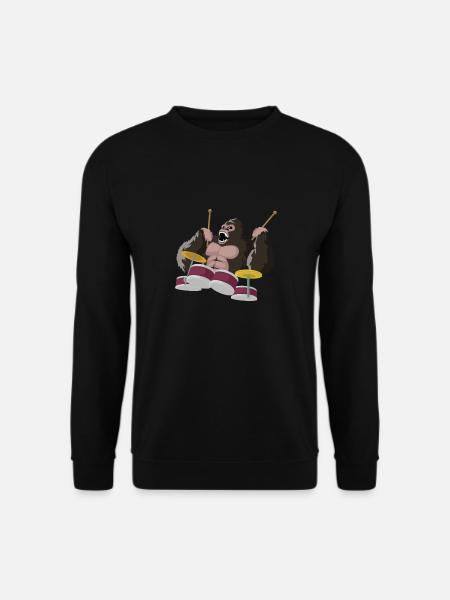Gorilla spielt Schlagzeug - Unisex Pullover - Schwarz