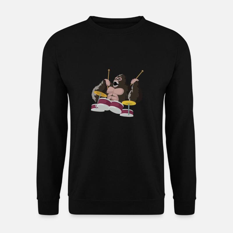 Gorilla plays drums - Unisex Sweatshirt - black