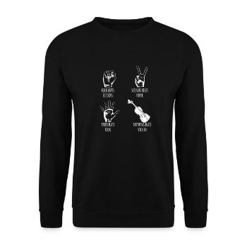 Violon - Violon - Violoniste - Ciseaux - Pierre - Papier - Sweat-shirt Unisexe - noir - Devant - Alina (178cm) & Michal (187cm)