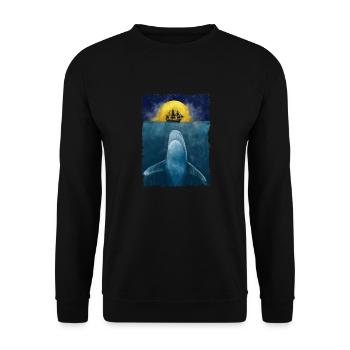 Great White Shark Whale Ocean Sea Ship Boat Surreal - Unisex Sweatshirt - black - Front - Alina (178cm) & Michal (187cm)