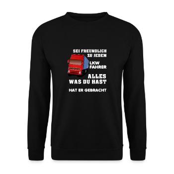 truck driver - Unisex Sweatshirt - black - Front - Alina (178cm) & Michal (187cm)
