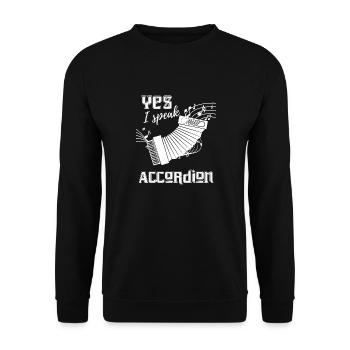 Akkordeon - Akkordeonist - Ziehharmonika - Noten - Unisex Pullover - Schwarz - Vorne - Alina (178cm) & Michal (187cm)