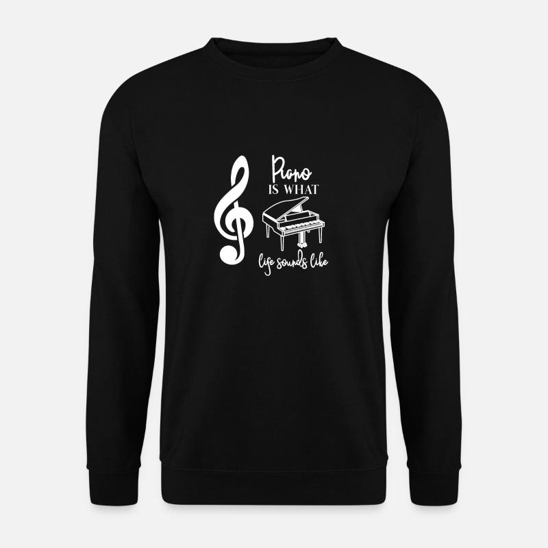 Piano - Klavier - Pianist - Notenschlüssel - Unisex Pullover - Schwarz