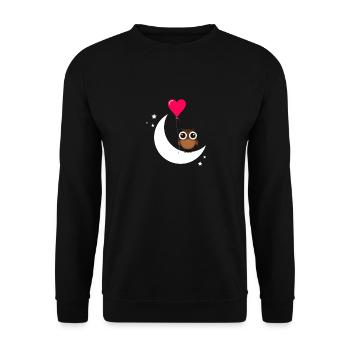 Owl on half moon with heart Balloon balloon - Unisex Sweatshirt - black - Front - Alina (178cm) & Michal (187cm)