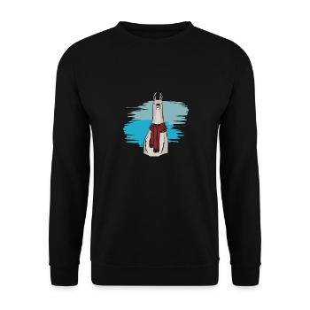 Lustige Lama-Lama-Alpaka-T-Shirt Geschenkideen - Unisex Pullover - Schwarz - Vorne - Alina (178cm) & Michal (187cm)