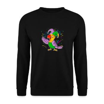 Karneval Fasching Mardi Gras Papagei Geschenk - Unisex Pullover - Schwarz - Vorne - Alina (178cm) & Michal (187cm)