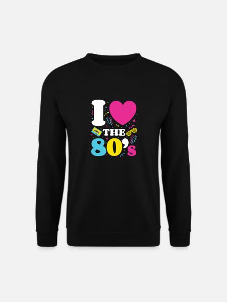 Aimer les années 80; T-shirt rétro années 80 néon des années 1980 - Sweat-shirt Unisexe - noir
