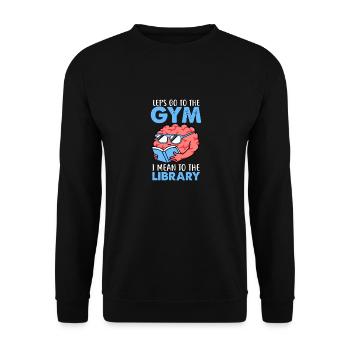 Let's go to the Gym Library Books Worm Gift - Unisex Sweatshirt - black - Front - Alina (178cm) & Michal (187cm)