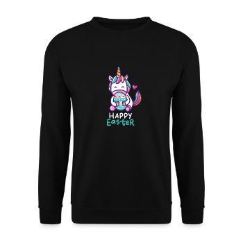 Einhorn - Einhörner - Geschenk - Frohe Ostern - Unisex Pullover - Schwarz - Vorne - Alina (178cm) & Michal (187cm)