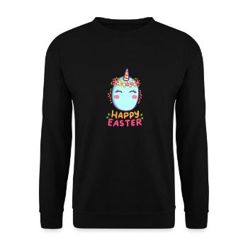 Einhorn - Einhörner - Geschenk - Frohe Ostern - Unisex Pullover - Schwarz - Vorne - Alina (178cm) & Michal (187cm)