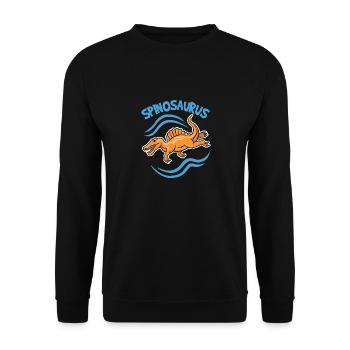 Dinosaurier Spinosaurus Comic Logo Schwimmer Dino - Unisex Pullover - Schwarz - Vorne - Alina (178cm) & Michal (187cm)