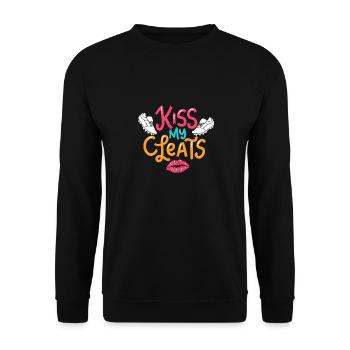 Kiss my Cleats für Fußballerinnen - Unisex Pullover - Schwarz - Vorne - Alina (178cm) & Michal (187cm)