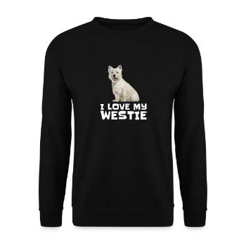 Ich liebe mein Westie - West Highland Terrier - Unisex Pullover - Schwarz - Vorne - Alina (178cm) & Michal (187cm)