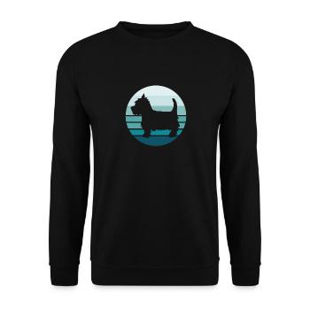 Retro Westie Westhochland-Terrier-Weinlese - Unisex Pullover - Schwarz - Vorne - Alina (178cm) & Michal (187cm)