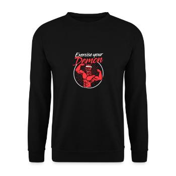 Exercise your demon demon exercise workout gift - Unisex Sweatshirt - black - Front - Alina (178cm) & Michal (187cm)