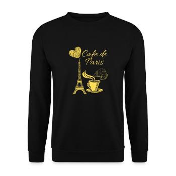 Cafe de PARIS croissant chemise design France - Sweat-shirt Unisexe - noir - Devant - Alina (178cm) & Michal (187cm)