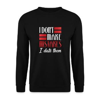 Ich mache keine Fehler, die ich datiere - Unisex Pullover - Schwarz - Vorne - Alina (178cm) & Michal (187cm)