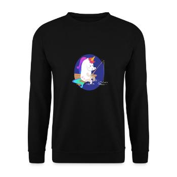 Licorne en pêchant - Sweat-shirt Unisexe - noir - Devant - Alina (178cm) & Michal (187cm)