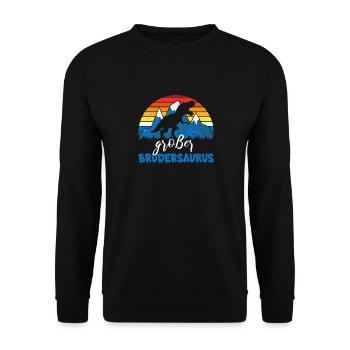 T Shirt Big Brother Dino Brothersaurus - Unisex Sweatshirt - black - Front - Alina (178cm) & Michal (187cm)