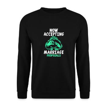 Proposition de mariage mariage mariage idée de cadeau de fiançailles - Sweat-shirt Unisexe - noir - Devant - Alina (178cm) & Michal (187cm)