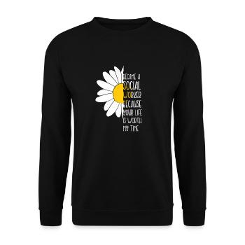 Sozialarbeiter - Street Worker - Blume - Geschenk - Unisex Pullover - Schwarz - Vorne - Alina (178cm) & Michal (187cm)