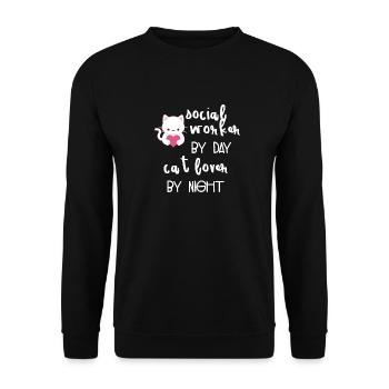 Assistante sociale - assistante sociale - chat - Sweat-shirt Unisexe - noir - Devant - Alina (178cm) & Michal (187cm)