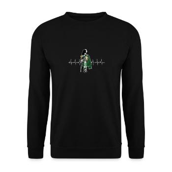 Cadeau de cornemuse au kilt écossais kilt au rythme cardiaque - Sweat-shirt Unisexe - noir - Devant - Alina (178cm) & Michal (187cm)