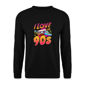 I Love the 90s 90er Jahre - Unisex Sweatshirt - black - Front - Alina (178cm) & Michal (187cm)