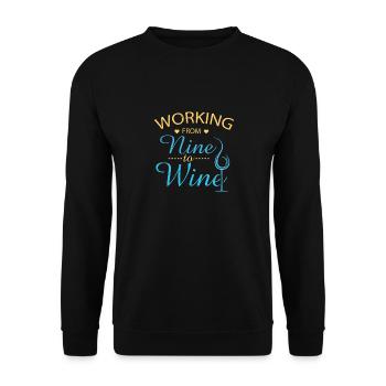 Working from nine to wine - Unisex Pullover - Schwarz - Vorne - Alina (178cm) & Michal (187cm)