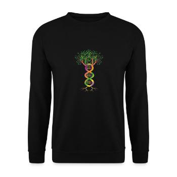 DNA Baum Pflanze Abstrakt Farbig Genetik Geschenk - Unisex Pullover - Schwarz - Vorne - Alina (178cm) & Michal (187cm)