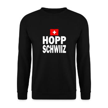 Schweiz Fanshirt Land Fahne Hopp Schwiiz Geschenk - Unisex Pullover - Schwarz - Vorne - Alina (178cm) & Michal (187cm)