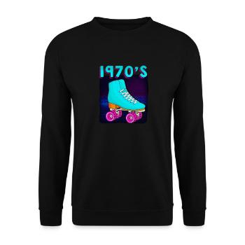 Roller Disco Retro 70er Jahre Party Kostüm Design - Unisex Pullover - Schwarz - Vorne - Alina (178cm) & Michal (187cm)