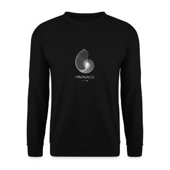 Fibonacci, geb. 1170 - Nautilusmuschel Spirale Rön - Unisex Pullover - Schwarz - Vorne - Alina (178cm) & Michal (187cm)