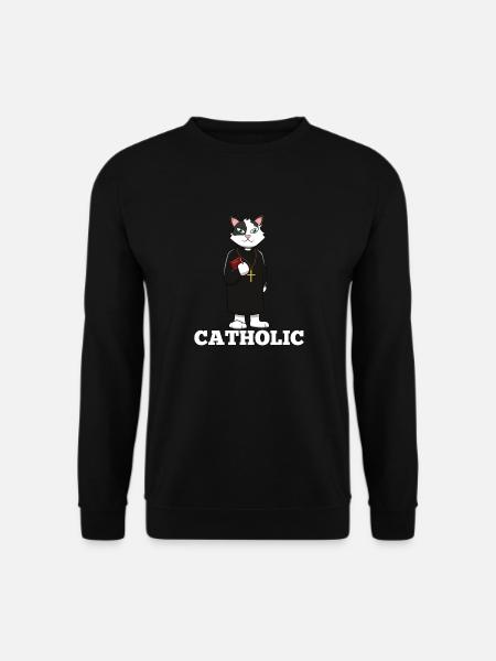 Chat catholique drôle Pun Bible Bible crucifix Wordplay Gif - Sweat-shirt Unisexe - noir