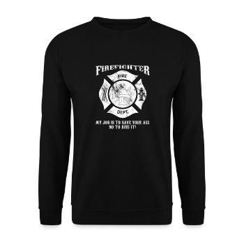 Fire Department - Firefighter - Fire Helmet - saying - Unisex Sweatshirt - black - Front - Alina (178cm) & Michal (187cm)