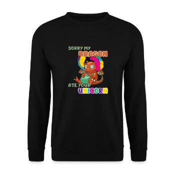 Drache Einhorn Fantasie Märchen Werwolf Geschenk - Unisex Pullover - Schwarz - Vorne - Alina (178cm) & Michal (187cm)