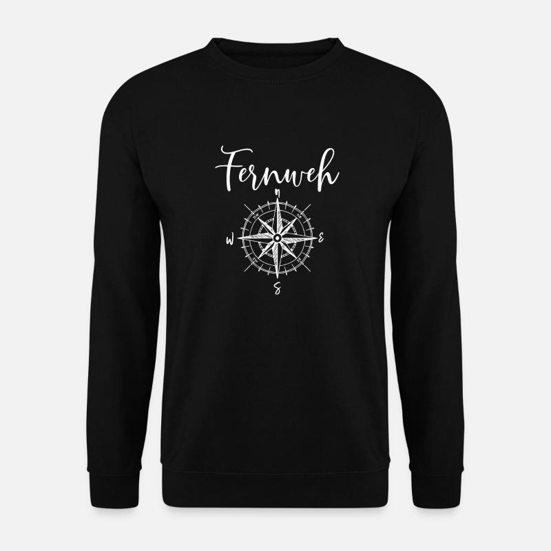Fernweh Kompass Reiselustig Reisen Backpacker - Unisex Pullover - Schwarz