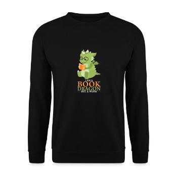 Buch Drachenprodukt | Buchliebhaber druckt - Unisex Pullover - Schwarz - Vorne - Alina (178cm) & Michal (187cm)